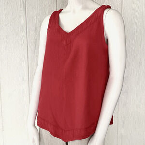 Oh My‎ Gauze Sleeveless Top Womens Size 1 Red Pullover Lagenlook Boxy Boho Flowy